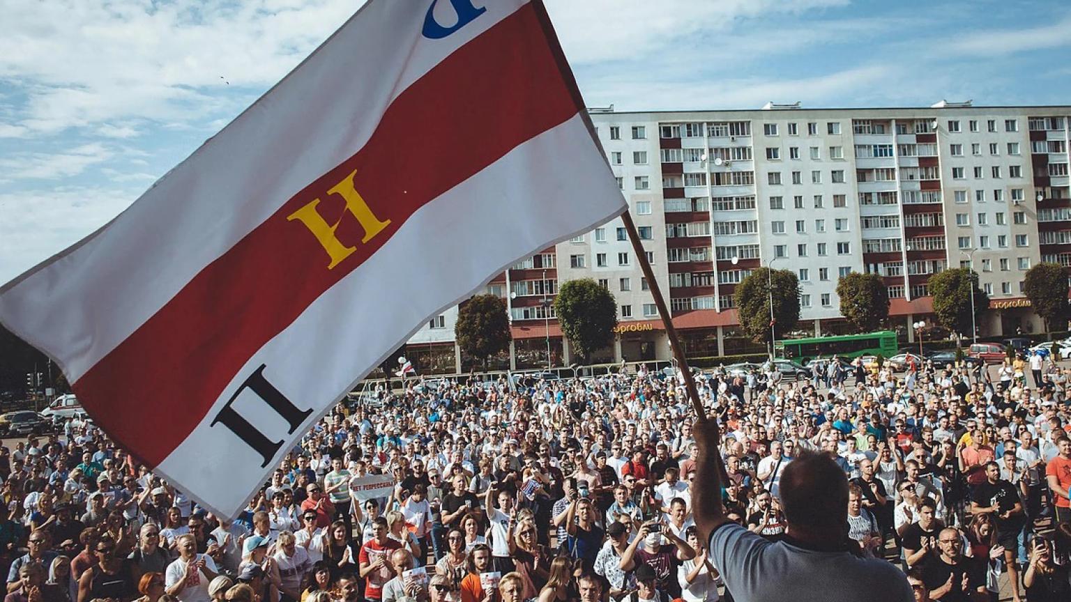 Bild från en demonstration i Belarus