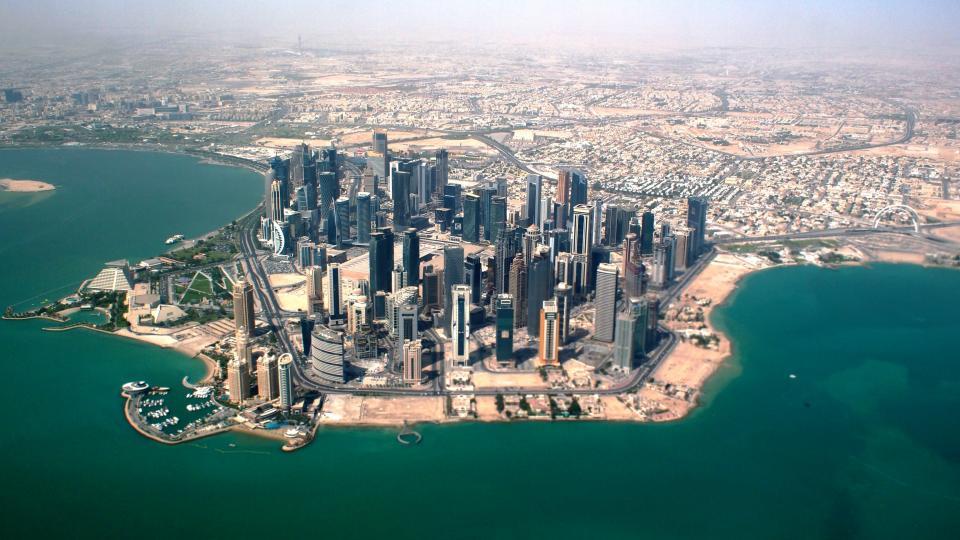 Flygfoto över Doha, Qatar.