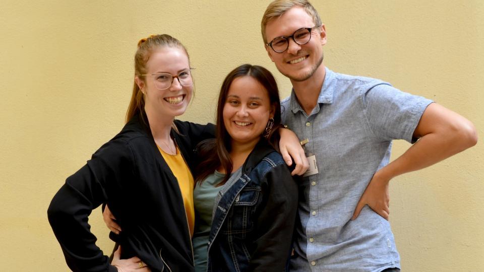 Bild på tre av Union to Unions praktikanter 2018, Sophia, Linnea och Otto. 